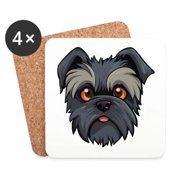 Affenpinscher dog head in comic cartoon look - Coasters (set of 4) - white - Front