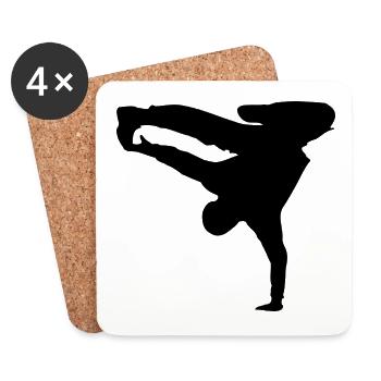 Breakdancer Silhouette - Untersetzer (4er-Set) - Weiß - Vorne