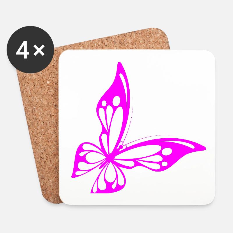 Schmetterling neon - Untersetzer (4er-Set) - Weiß