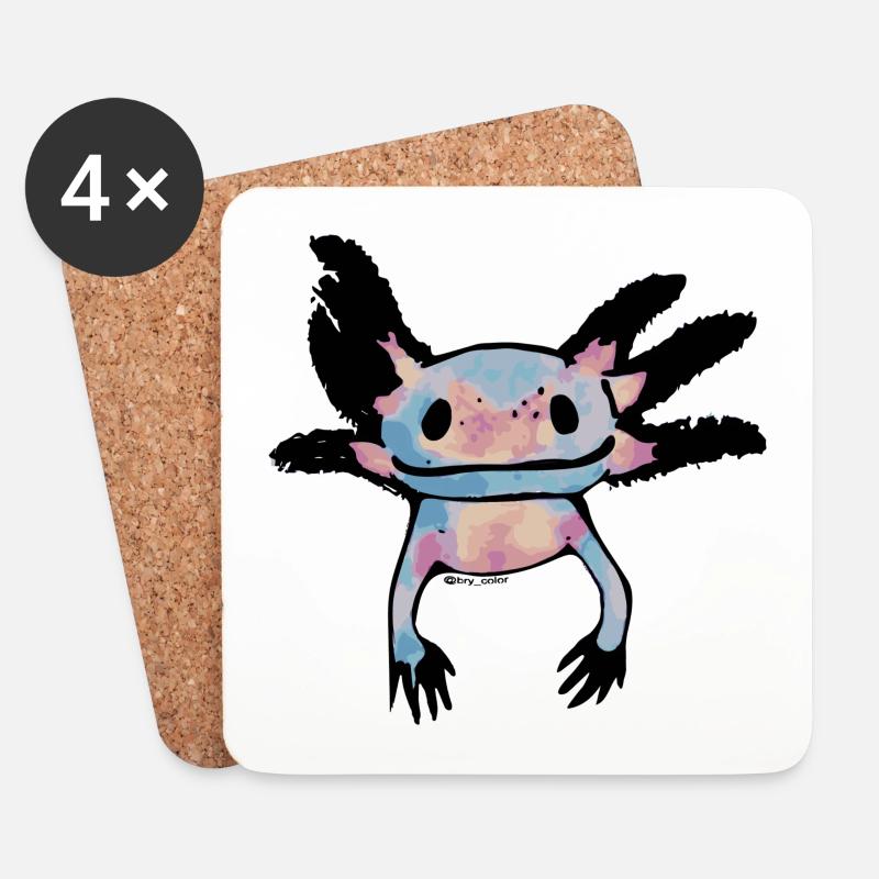 Axolotl - Untersetzer (4er-Set) - Weiß
