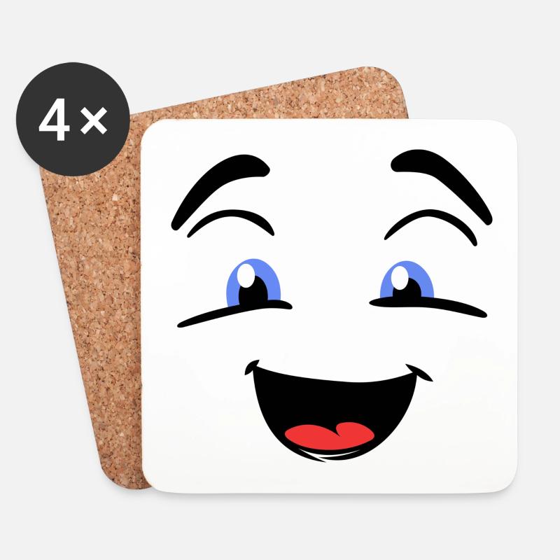 Emoji - Untersetzer (4er-Set) - Weiß