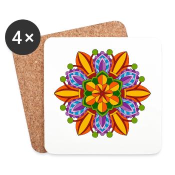Mandala Meditation Art - Coasters (set of 4) - white - Front