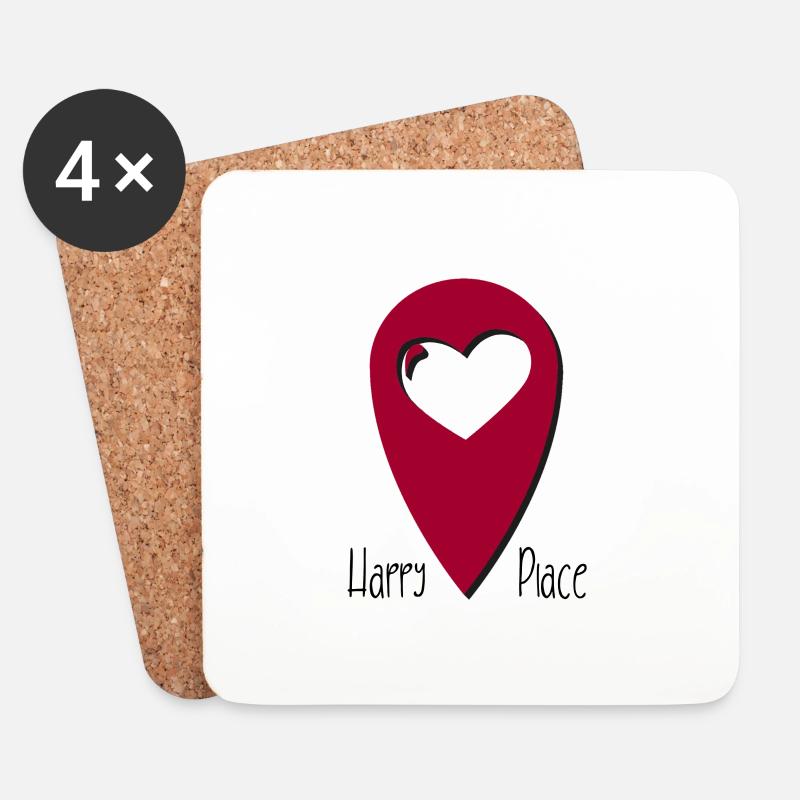 Standort Herz "Happy Place" - Untersetzer (4er-Set) - Weiß