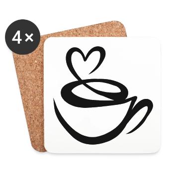 Tasse de café en grains de café - Dessous de verre (lot de 4) - blanc - Devant