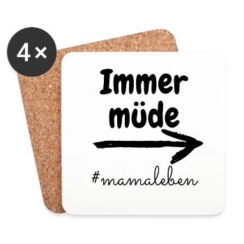 Immer müde - Untersetzer (4er-Set) - Weiß - Vorne
