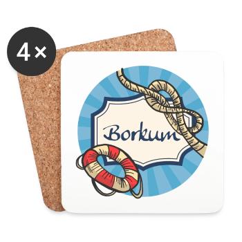 Borkum Vintage Badge - Geschenk für Borkum Fans - Untersetzer (4er-Set) - Weiß - Vorne