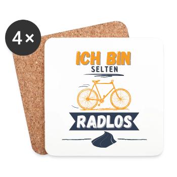 Ich bin selten radlos - Untersetzer (4er-Set) - Weiß - Vorne