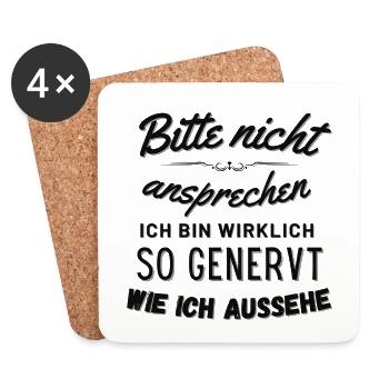 Bitte nicht ansprechen witzige Sprüche - Untersetzer (4er-Set) - Weiß - Vorne