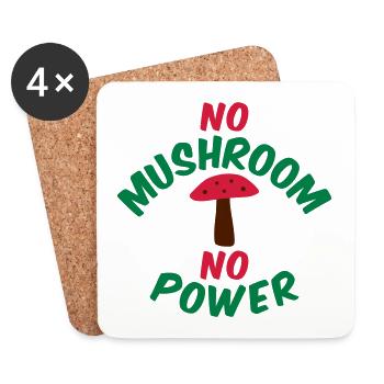 Pas de champignon pas de puissance (agaric de mouche) - Dessous de verre (lot de 4) - blanc - Devant