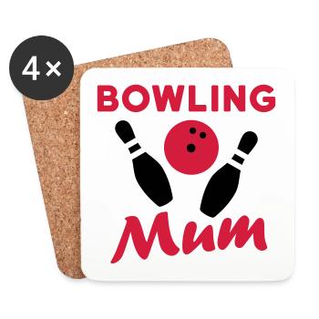 Bowling mum (Bowlingkugel, umkippende Bowlingpins) - Untersetzer (4er-Set) - Weiß - Vorne