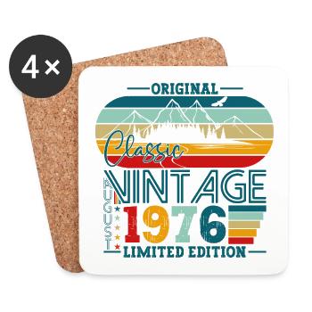 Original August Vintage 1976 Birthday Gift - Coasters (set of 4) - white - Front