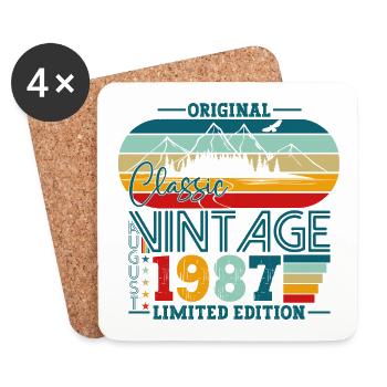 Original Août Vintage 1987 Cadeau d’anniversaire - Dessous de verre (lot de 4) - blanc - Devant