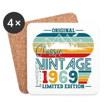 Original August Vintage 1969 Birthday Gift - Coasters (set of 4) - white - Front
