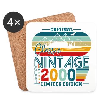 Original August Vintage 2000 Geburtstag Geschenk - Untersetzer (4er-Set) - Weiß - Vorne