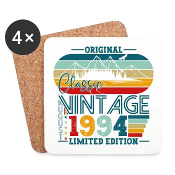 Original Août Vintage 1994 Cadeau d’anniversaire - Dessous de verre (lot de 4) - blanc - Devant