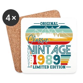 Original Août Vintage 1989 Cadeau d’anniversaire - Dessous de verre (lot de 4) - blanc - Devant