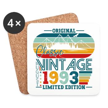 Original August Vintage 1993 Birthday Gift - Coasters (set of 4) - white - Front