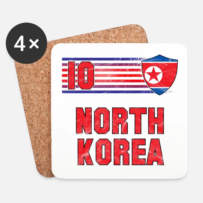 Nordkorea Fußball Mannschaft - Untersetzer (4er-Set) - Weiß