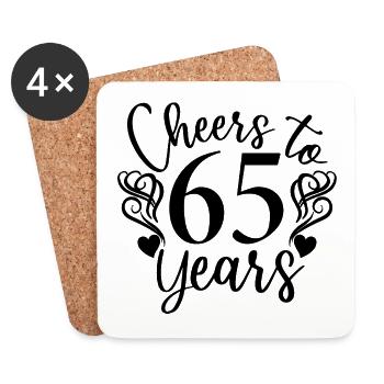 Prost auf 65 Jahre 65. Geburtstag - Untersetzer (4er-Set) - Weiß - Vorne