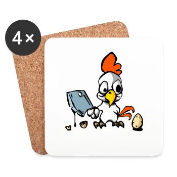 Wahnsinniges Huhn mit einem Häcksler - Untersetzer (4er-Set) - Weiß - Vorne