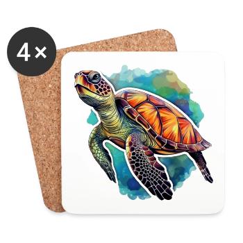 Schildkröte - Untersetzer (4er-Set) - Weiß - Vorne