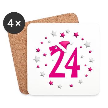 Weihnachtsmütze in pink und mit vierundzwanzig. - Untersetzer (4er-Set) - Weiß - Vorne