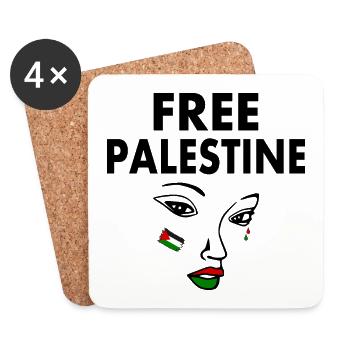 Free palestine - Dessous de verre (lot de 4) - blanc - Devant