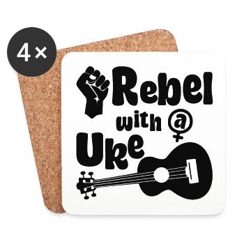 Feminist Rebel with a Uke - Untersetzer (4er-Set) - Weiß - Vorne