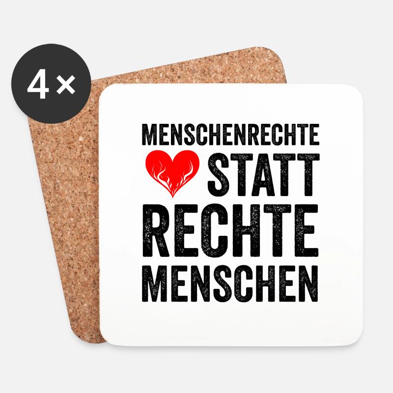 MENSCHENRECHTE STATT RECHTE MENSCHEN - Untersetzer (4er-Set) - Weiß