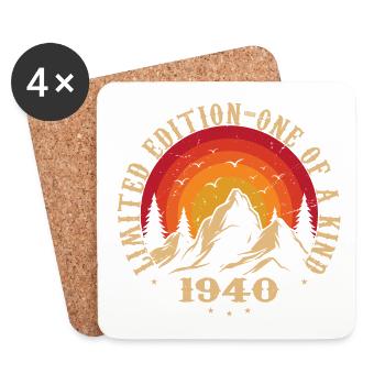 Vintage 1940 Rétro 1940 Cadeau anniversaire 1940 - Dessous de verre (lot de 4) - blanc - Devant