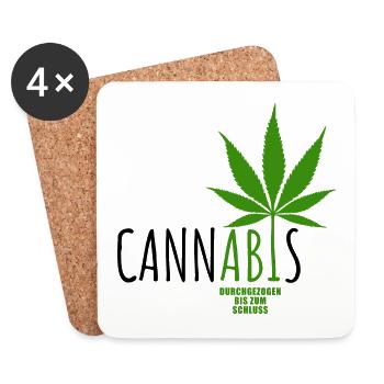 CannABIs Abi durchgezogen - Abitur - Spruch - Untersetzer (4er-Set) - Weiß - Vorne