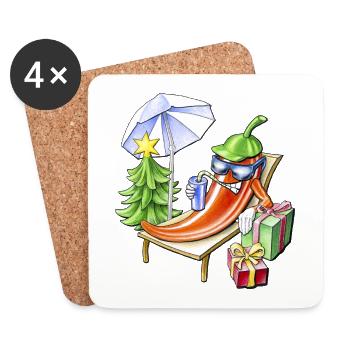A chili Christmas at the beach - Coasters (set of 4) - white - Front