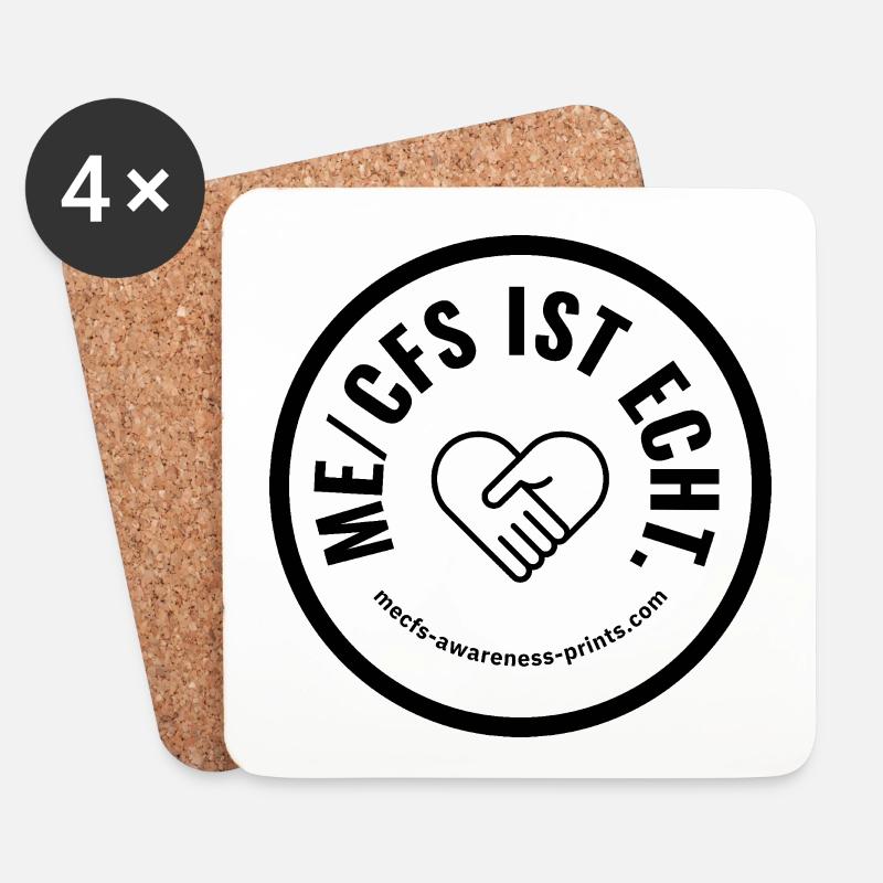 ME/CFS IST ECHT 🖤 rund - Untersetzer (4er-Set) - Weiß