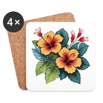 Hibiscus - Dessous de verre (lot de 4) - blanc - Devant
