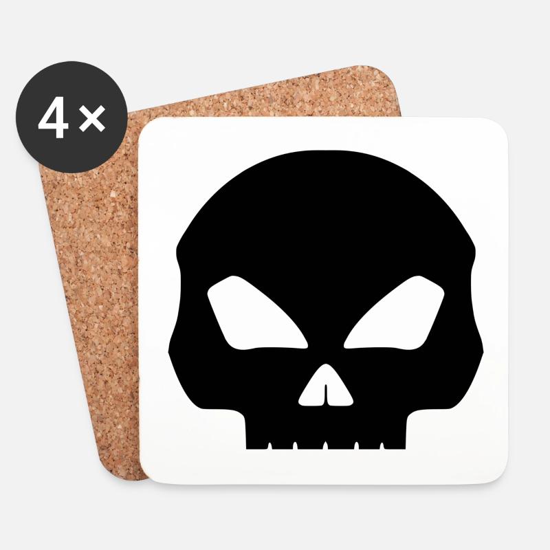 Totenkopf - Untersetzer (4er-Set) - Weiß