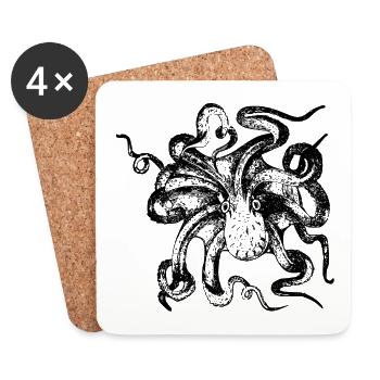 Oktopus - Untersetzer (4er-Set) - Weiß - Vorne