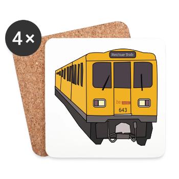 Gelber Zug - Untersetzer (4er-Set) - Weiß - Vorne