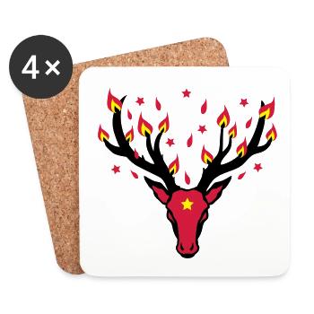 Rudolph bois de cerf feux-3c - Dessous de verre (lot de 4) - blanc - Devant