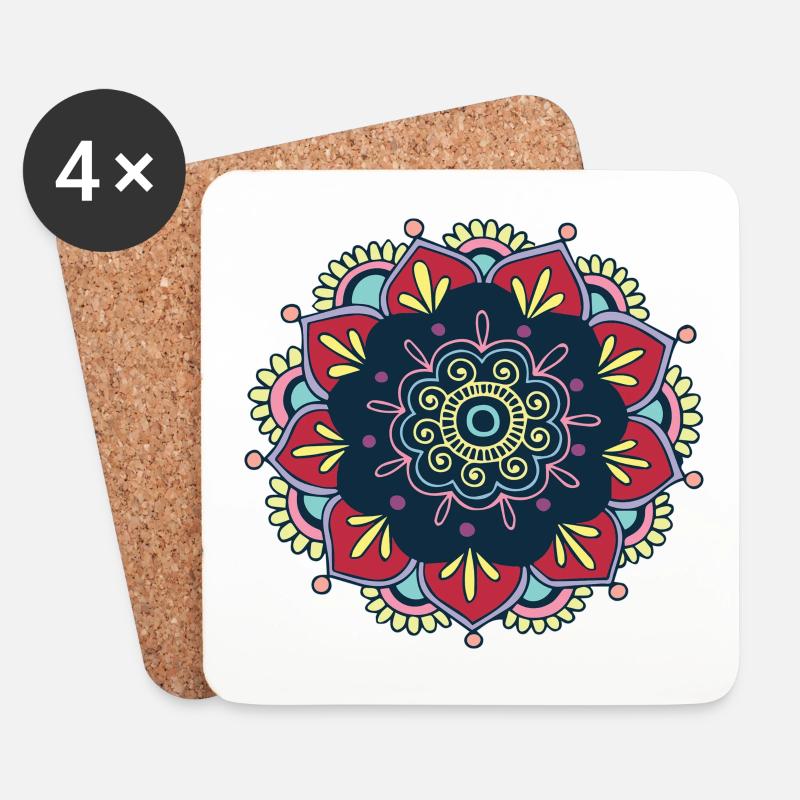 Hippie colorful mandala 1281 - Untersetzer (4er-Set) - Weiß