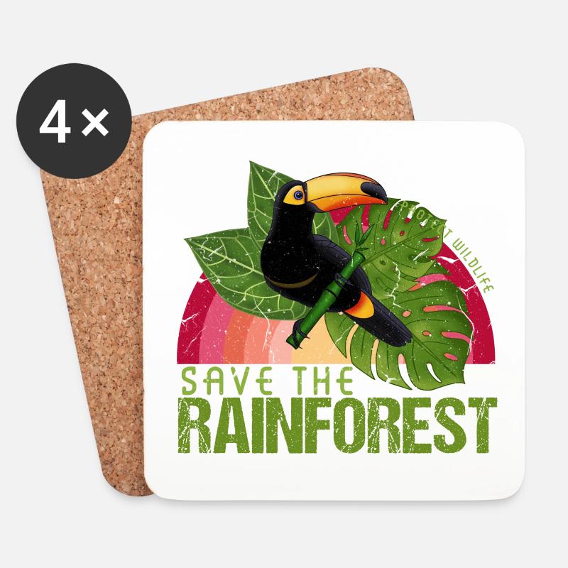 Regenwald Tukan Wildlife Geschenkidee - Untersetzer (4er-Set) - Weiß