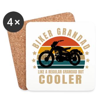 biker grandad - Coasters (set of 4) - white - Front