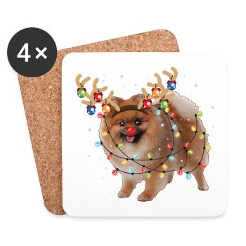 Noël Poméranien Lover Noël Chien Cadeau - Dessous de verre (lot de 4) - blanc - Devant