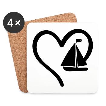 Voilier Coeur - Dessous de verre (lot de 4) - blanc - Devant