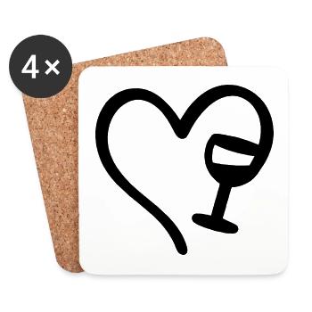 Wine Love Heart Wine Lovers - Coasters (set of 4) - white - Front