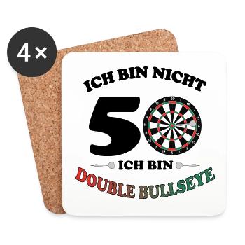 Dart Spieler 50. Geburtstag Double Bullseye Spruch - Untersetzer (4er-Set) - Weiß - Vorne