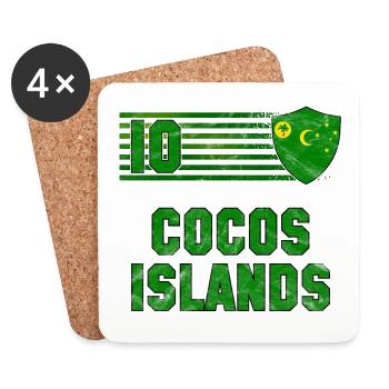 Équipe de football des îles Cocos - Dessous de verre (lot de 4) - blanc - Devant