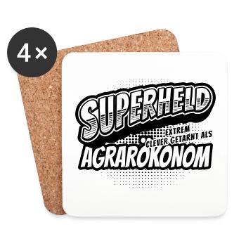 Superheld - extrem clever getarnt als Agrarökonom - Untersetzer (4er-Set) - Weiß - Vorne