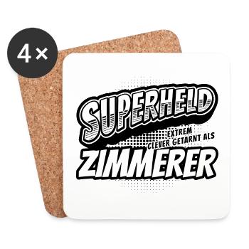 Superheld, clever getarnt als Zimmerer - Untersetzer (4er-Set) - Weiß - Vorne