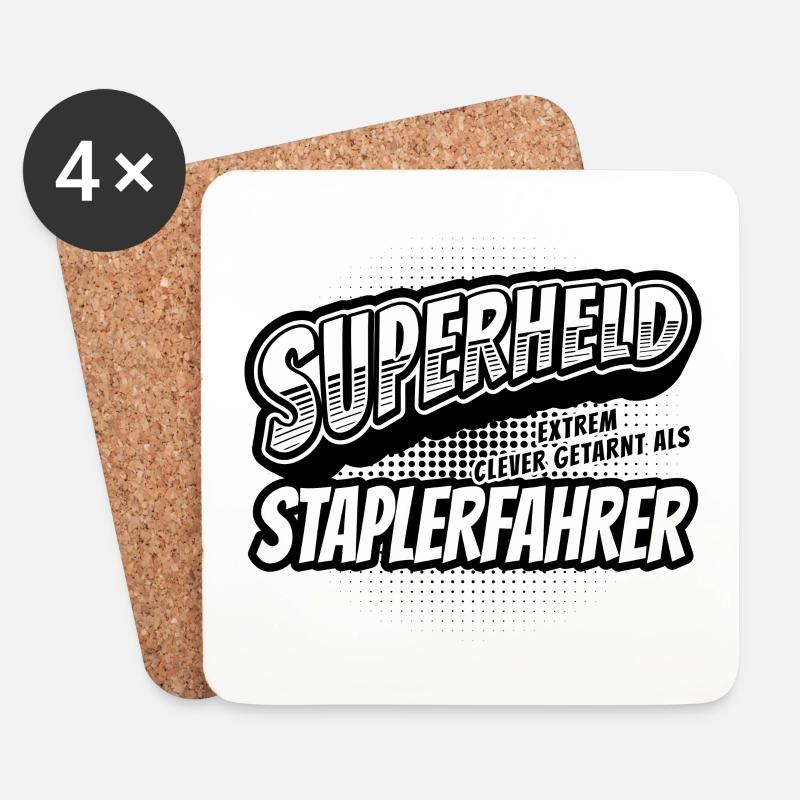 Superheld, clever getarnt als Staplerfahrer - Untersetzer (4er-Set) - Weiß