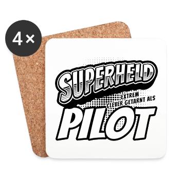 Superheld, clever getarnt als Pilot - Untersetzer (4er-Set) - Weiß - Vorne